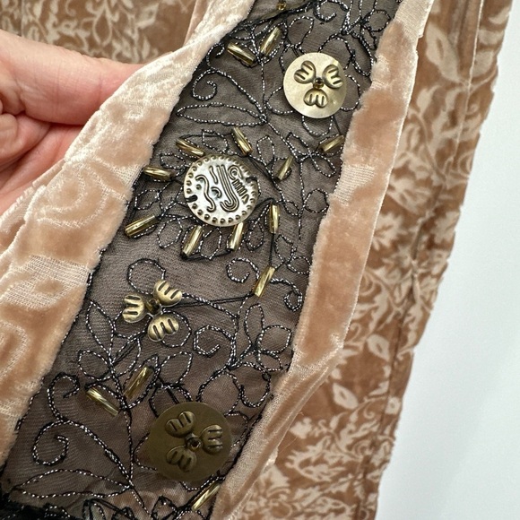 Sundance Champagne Dreams Dress Velvet Burnout Beige Size 8 Silk Rayon - Picture 3 of 5